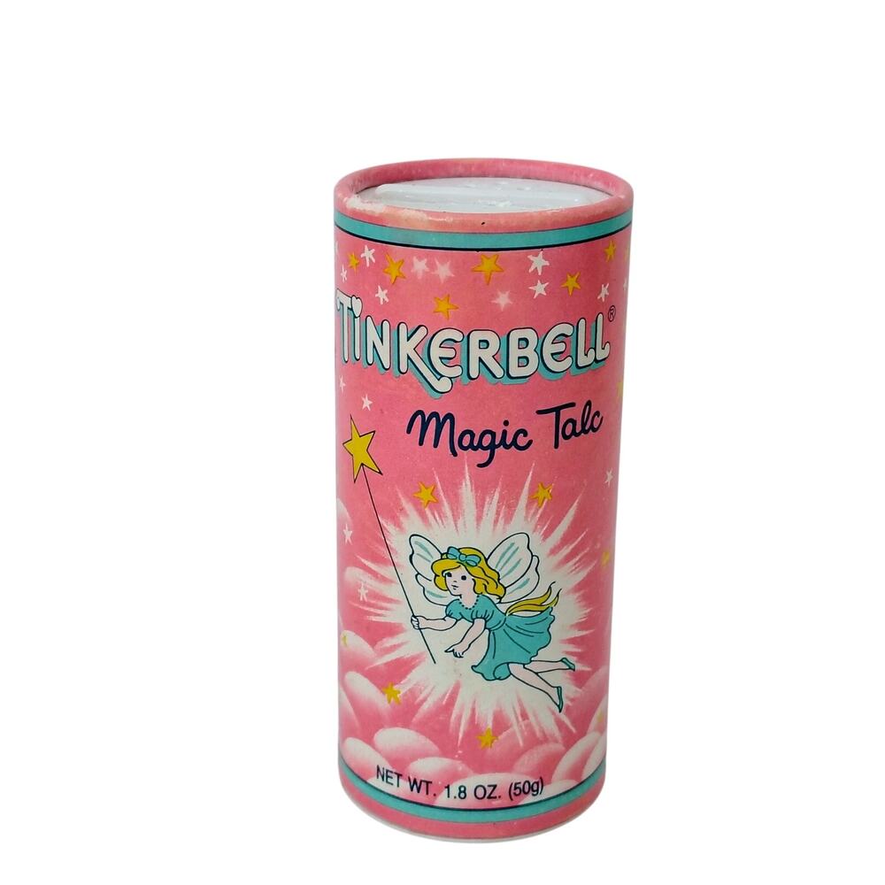 Tinkerbell Magic Talc Body Powder 1.8 oz. Vintage Pink Graphic Collectible 80s
